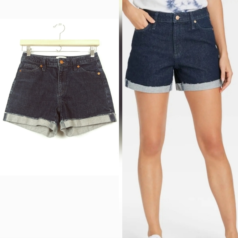 Universal Thread 0/25R Blue Jean Midi Shorts with Cuffed Hem Vintage Charm